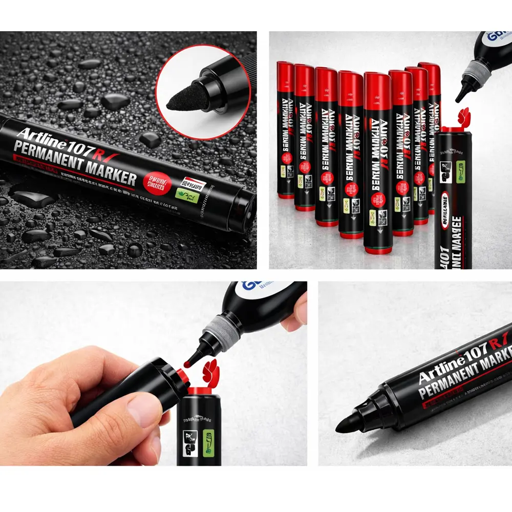107RI permanent marker jumbo refillable waterproof marker for wood metal plastic carton and glass