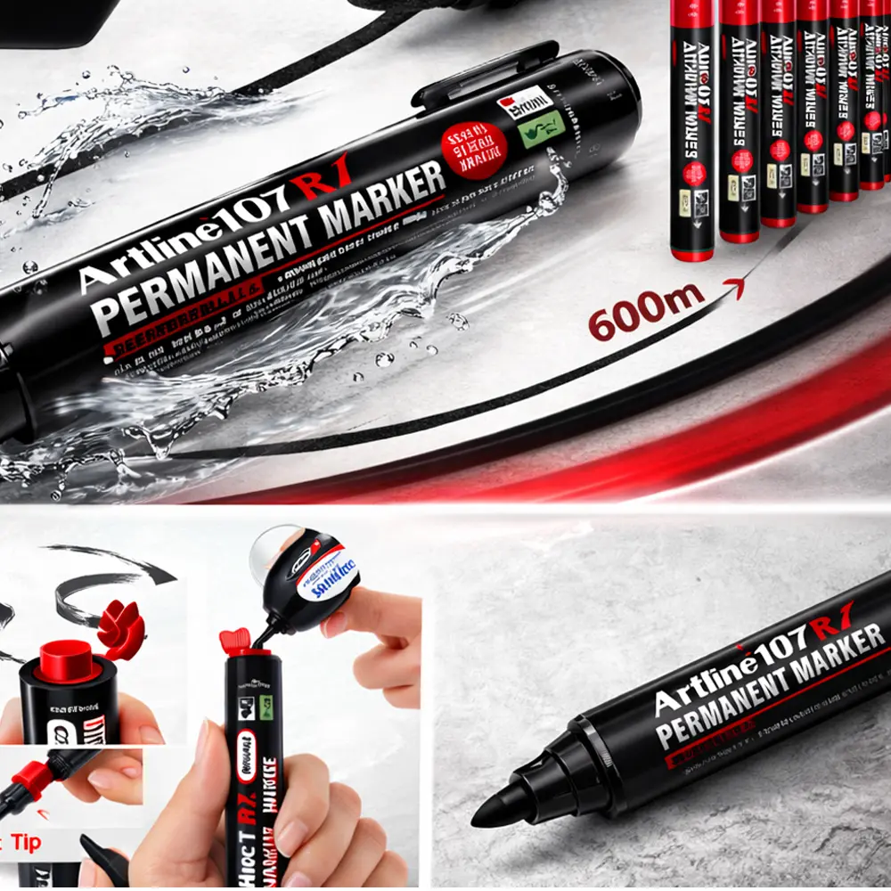 107RI permanent marker jumbo refillable waterproof marker for wood metal plastic carton and glass