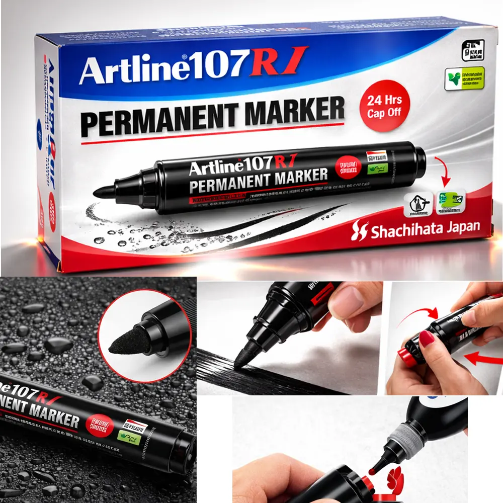 107RI permanent marker jumbo refillable marker with bullet tip for multi surface writing