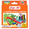 Gripper Plastic Crayons Pack of 12 with Circular Grip and Ultra-Bright Colours