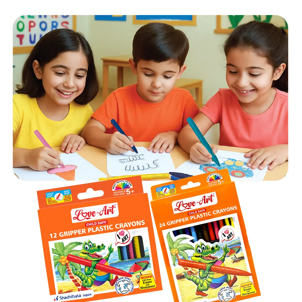 Premium Gripper Plastic Crayons – Non-Toxic, Washable & Ultra Bright