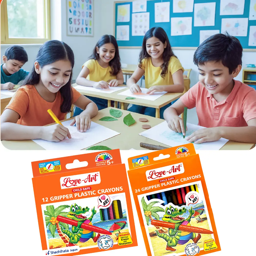 Premium Gripper Plastic Crayons – Non-Toxic, Washable & Ultra Bright