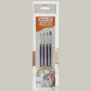 Pony hair round paint brush set of 4 – sizes 0, 2, 4, 6.