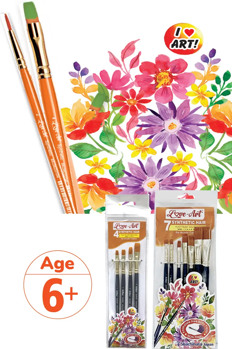Synthetic Hair Paint Brush set for kids and artists, suitable for acrylic and oil painting