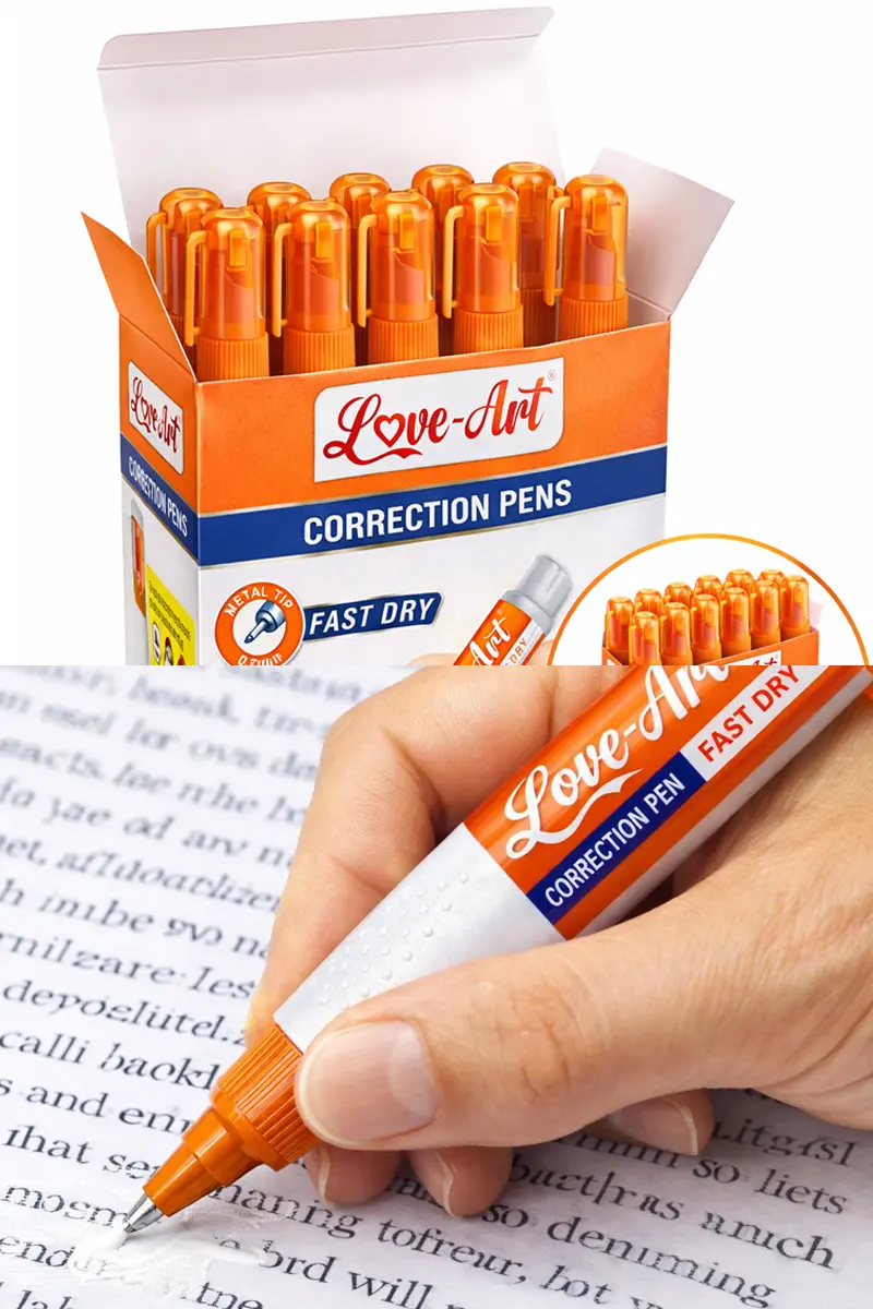 Fast dry correction pen with 0.7mm metal tip