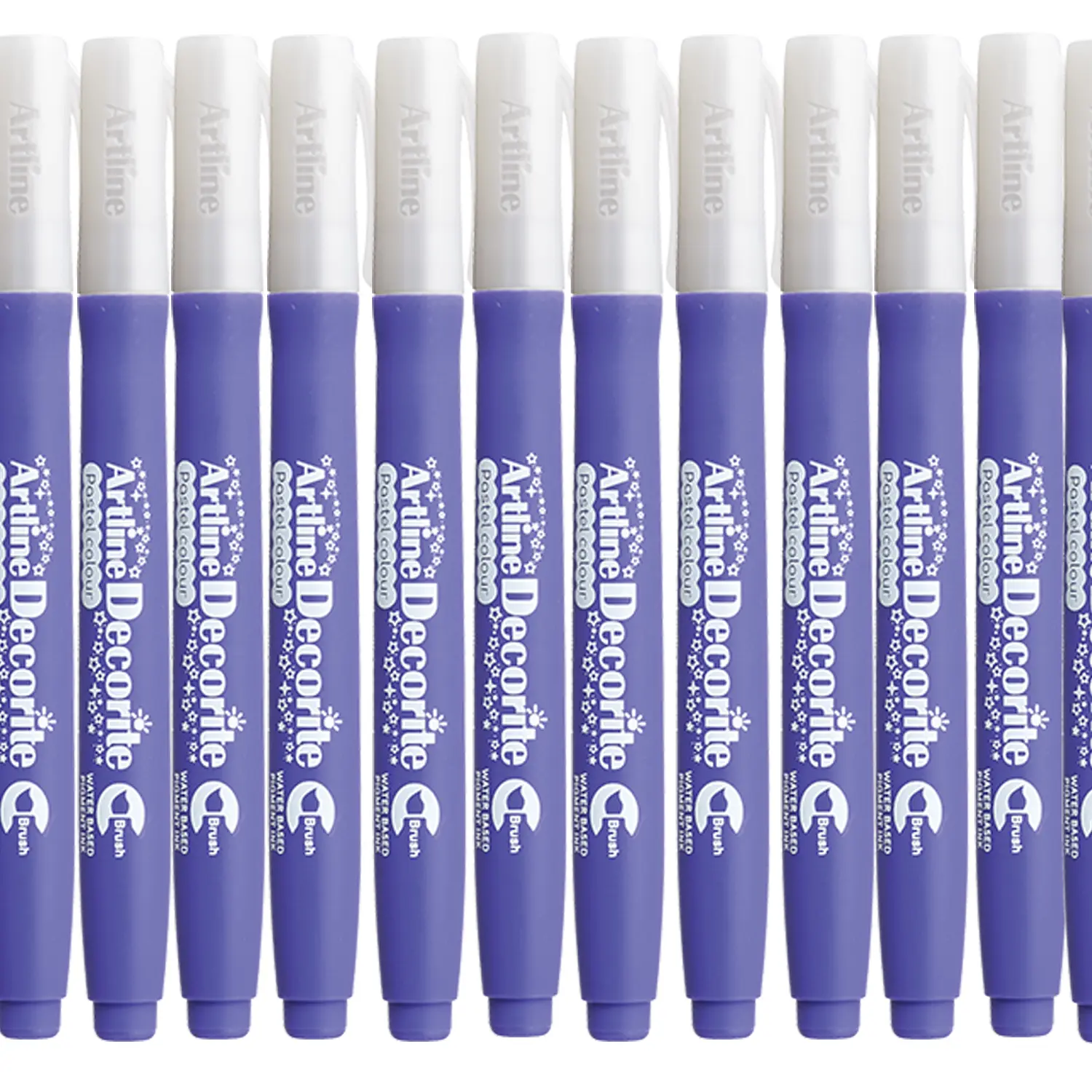 Decorite brush marker with flexible brush tip and water-based pigment ink