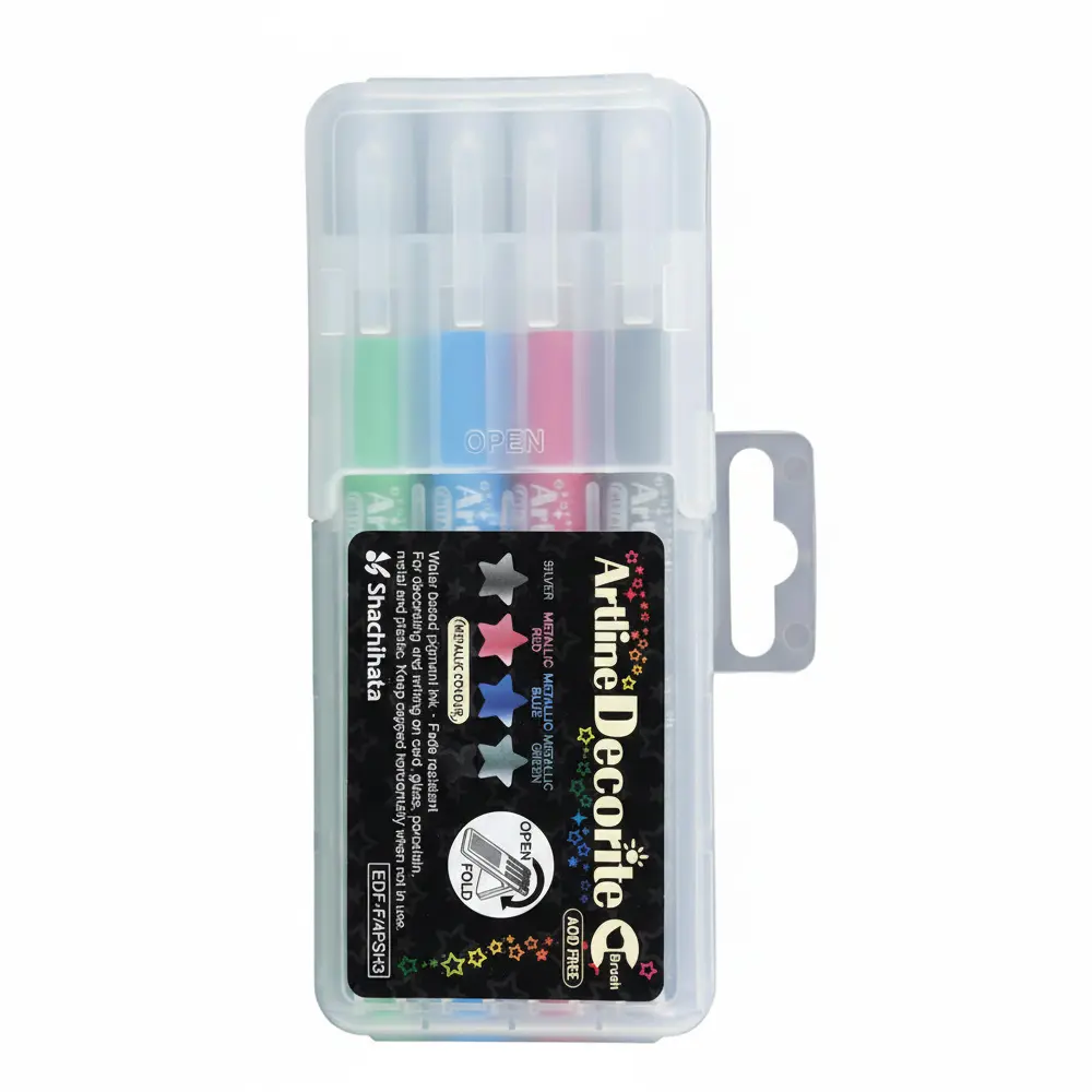 Decorite brush marker with flexible brush tip and water-based pigment ink