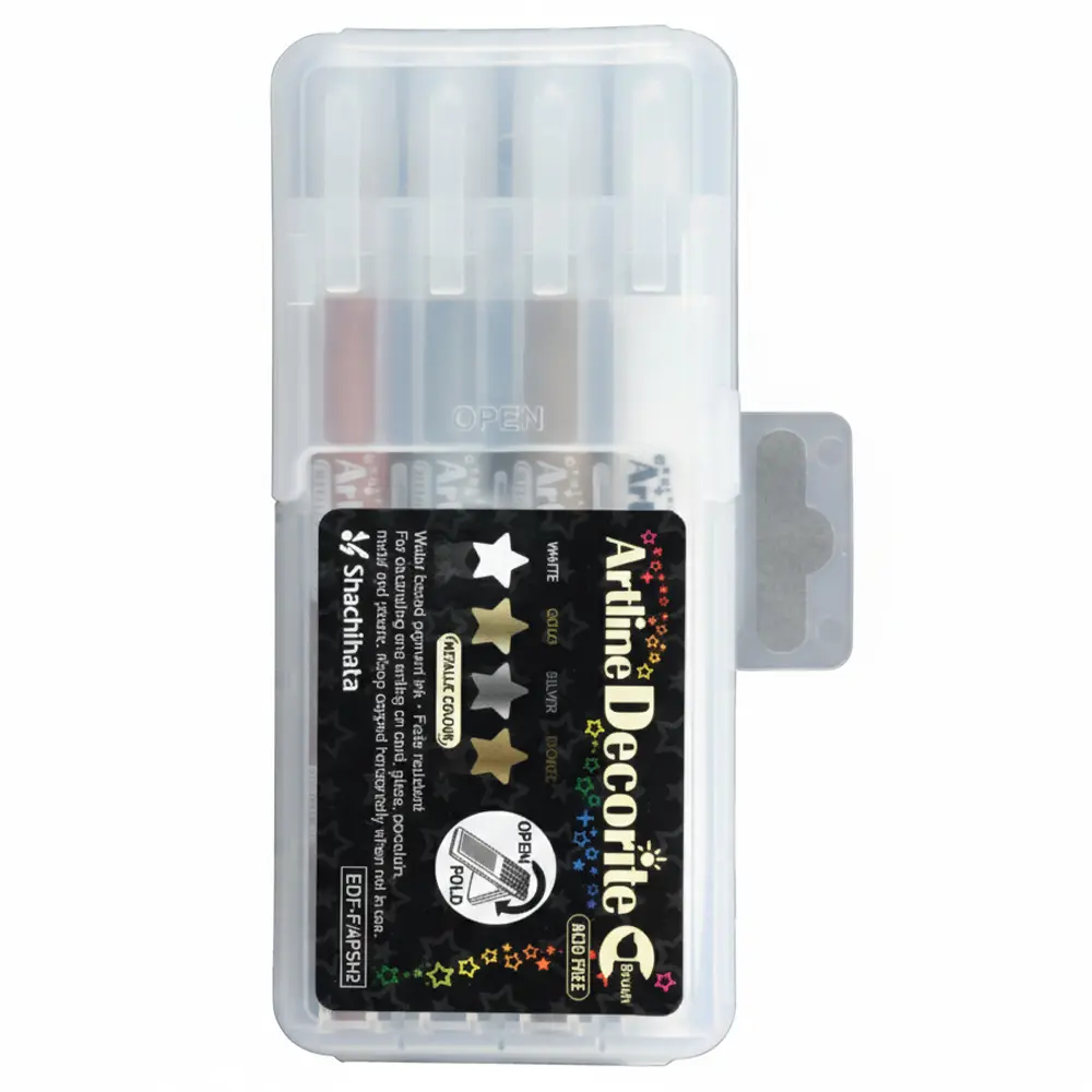 Decorite brush marker with flexible brush tip and water-based pigment ink