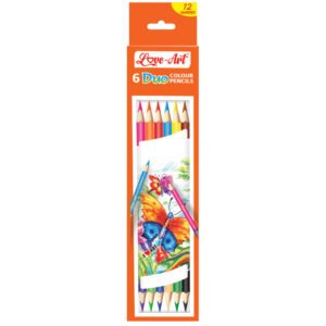 Tri-Art Duo Colour Pencils Pack of 6 – Dual-shade triangular colour pencils with bright, smooth colours.