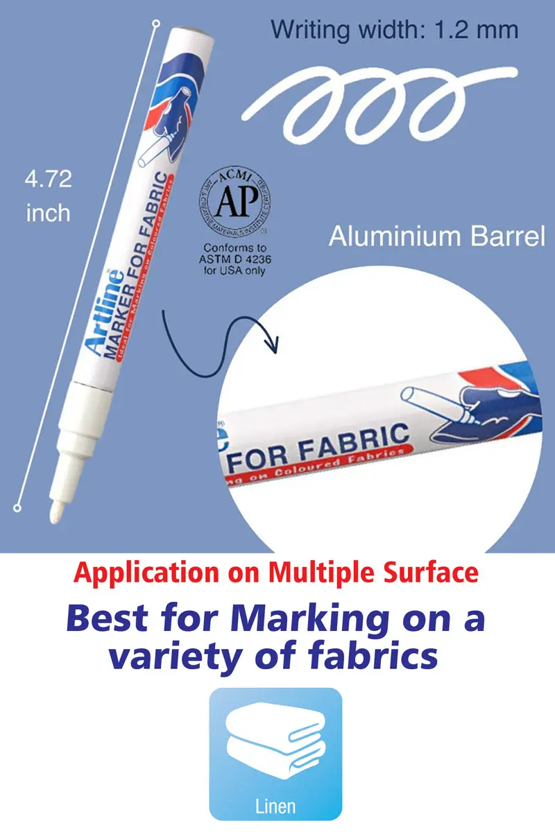 Fabric marker permanent marker for dark and coloured fabrics