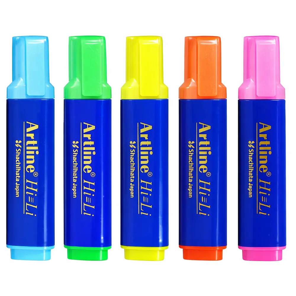 highlighter pen with bright fluorescent ink and twist cap for students and office use