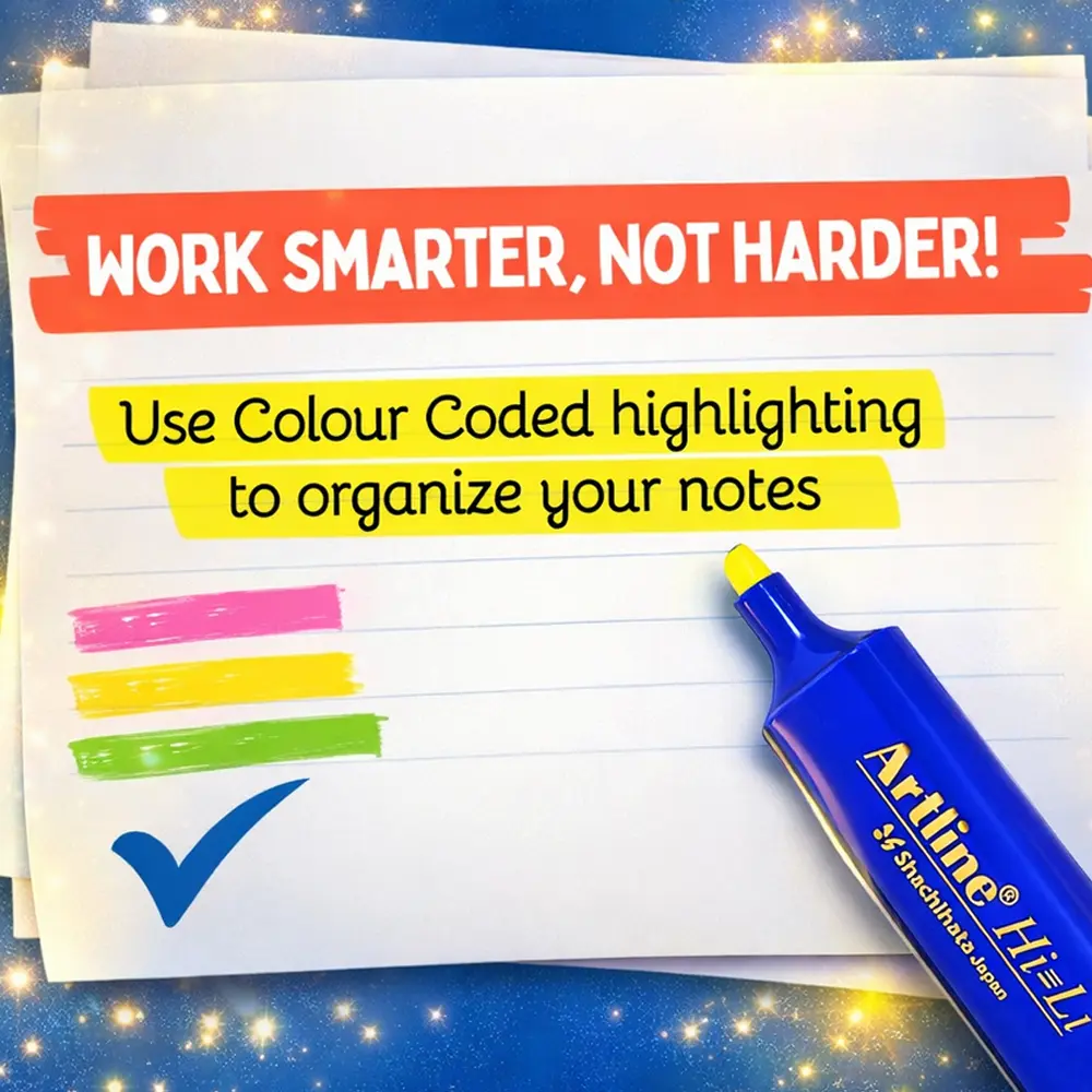 highlighter pen with bright fluorescent ink and twist cap for students and office use