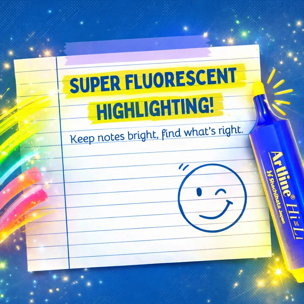 highlighter pen with bright fluorescent ink and twist cap for students and office use