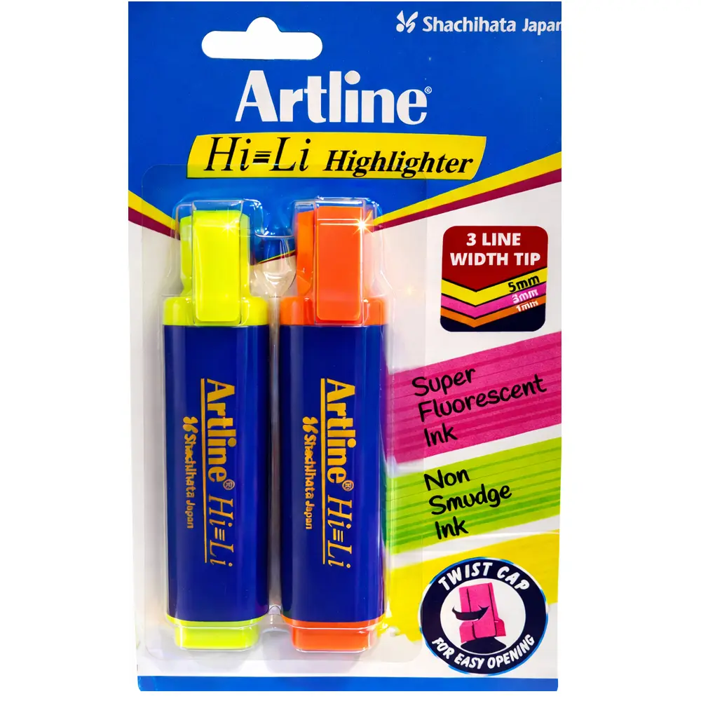 highlighter pen with bright fluorescent ink and twist cap for students and office use