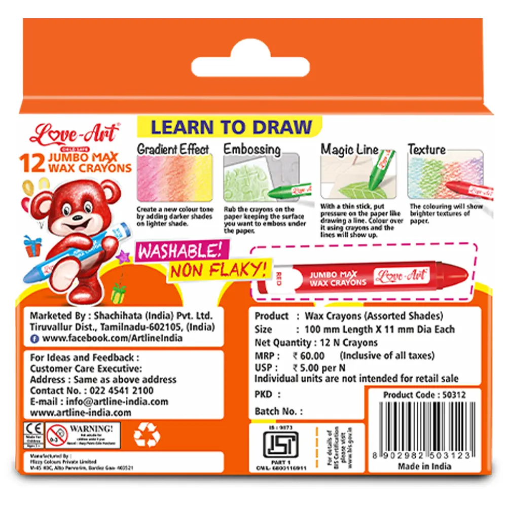Jumbo Max Wax Crayons Pack of 12 – Big, easy-grip crayons for kids ages 3+, smooth and ultra-bright colours Jumbo Max Wax Crayons Pack of 12 – Big, easy-grip crayons for kids ages 3+, smooth and ultra-bright colours