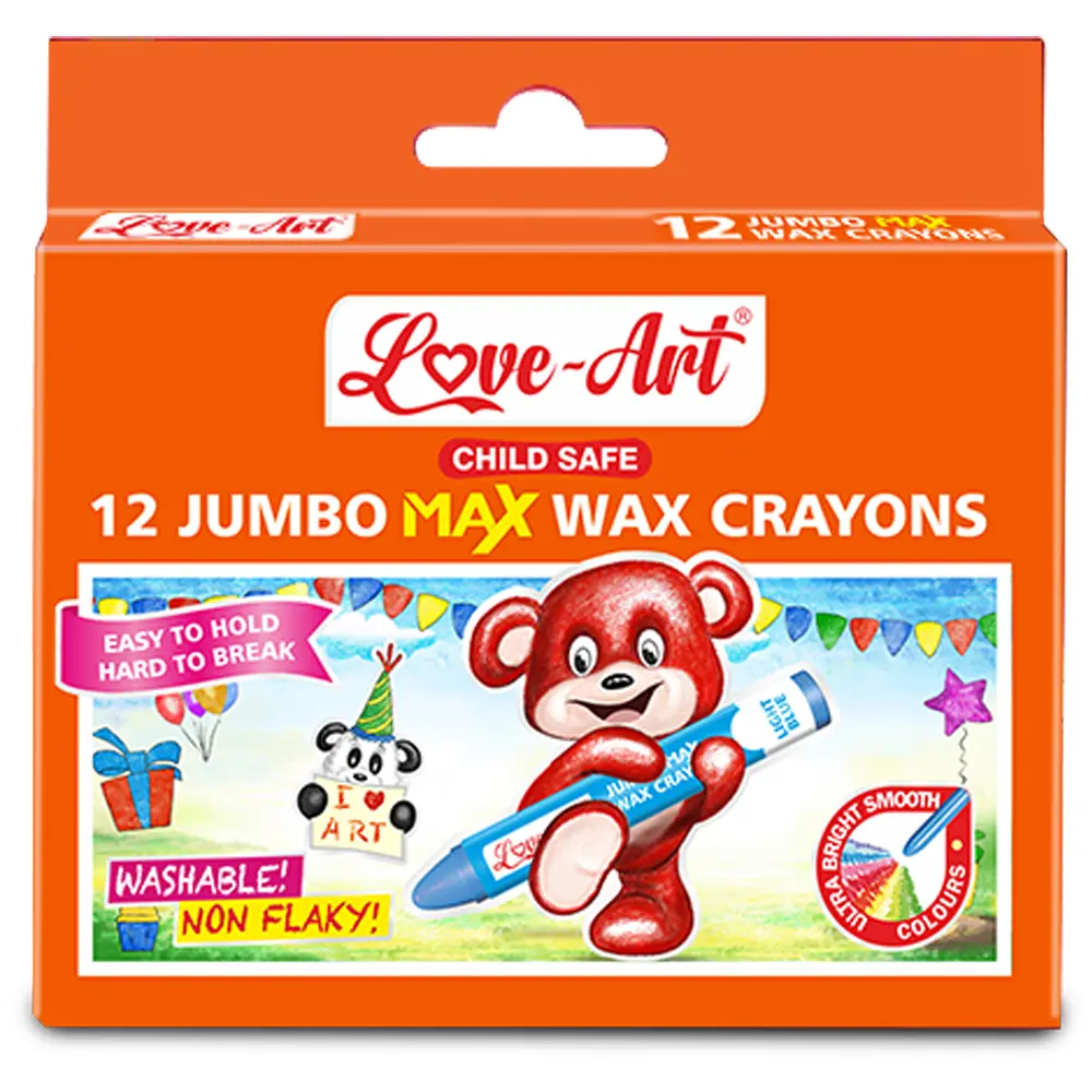 Jumbo Max Wax Crayons Pack of 12 – Big, easy-grip crayons for kids ages 3+, smooth and ultra-bright colours Jumbo Max Wax Crayons Pack of 12 – Big, easy-grip crayons for kids ages 3+, smooth and ultra-bright colours
