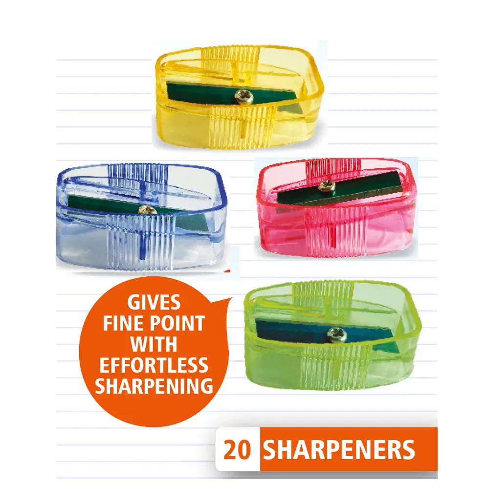 Child-safe plastic pencil sharpener for smooth sharpening Child-safe plastic pencil sharpener for smooth sharpening
