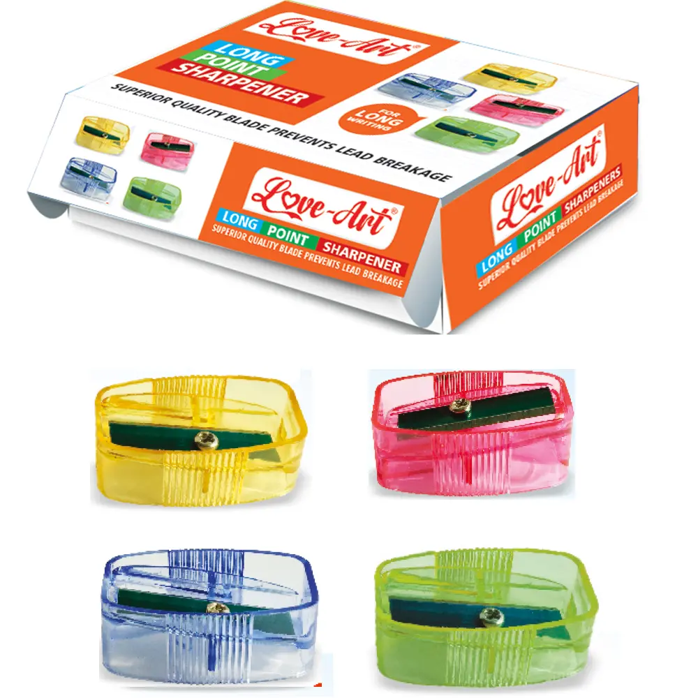 Child-safe plastic pencil sharpener for smooth sharpening Child-safe plastic pencil sharpener for smooth sharpening