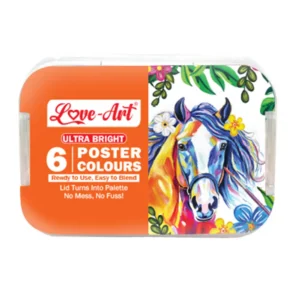 Poster Colours Pack of 6 – Brilliant Red, Lemon Yellow, Phthalo Blue, Dark Green, Pure White, Jet Black