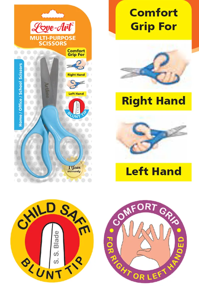 Child-safe Smart Cut Scissors with blunt round tip