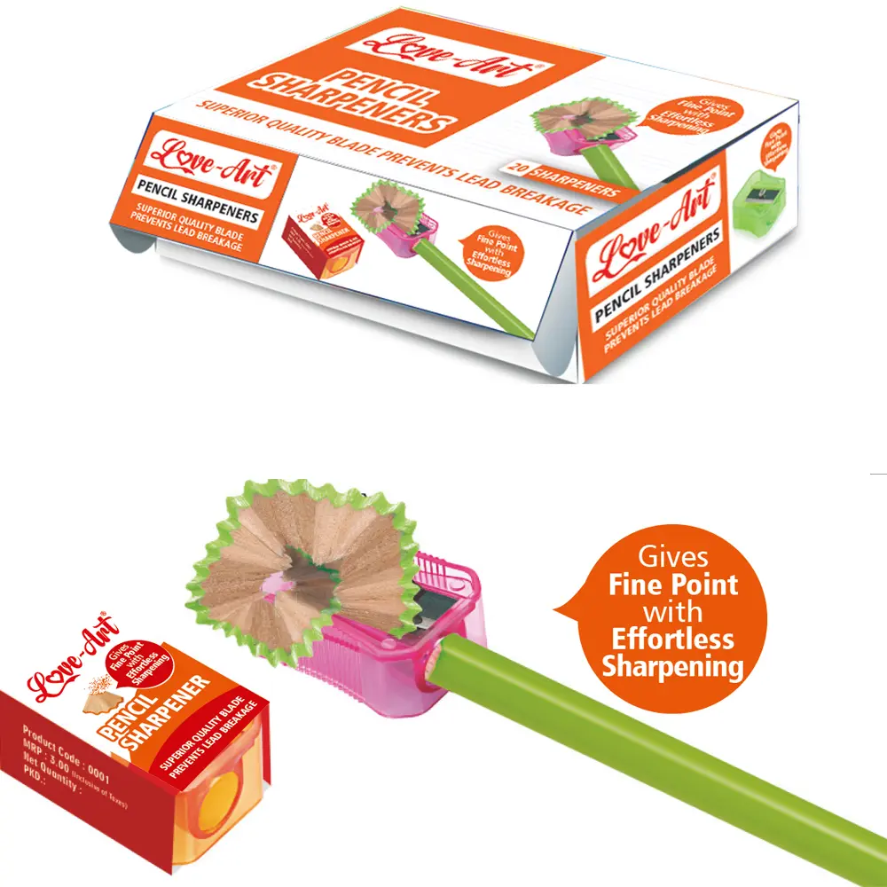 Child-safe plastic pencil sharpener for smooth sharpening Child-safe plastic pencil sharpener for smooth sharpening