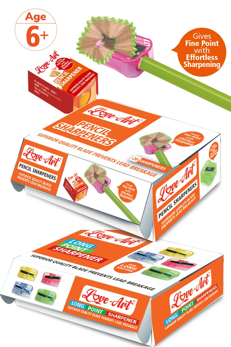 Child-safe plastic pencil sharpener for smooth sharpening Child-safe plastic pencil sharpener for smooth sharpening