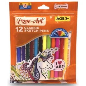 Pack of 12 assorted colour sketch pen set for kids and students