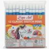 Pack of 12 blue sketch pen set for school projects and writing practice