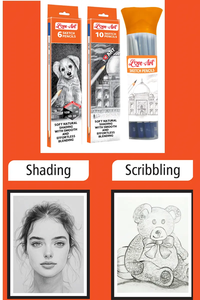 Artist sketch pencils for shading and drawing