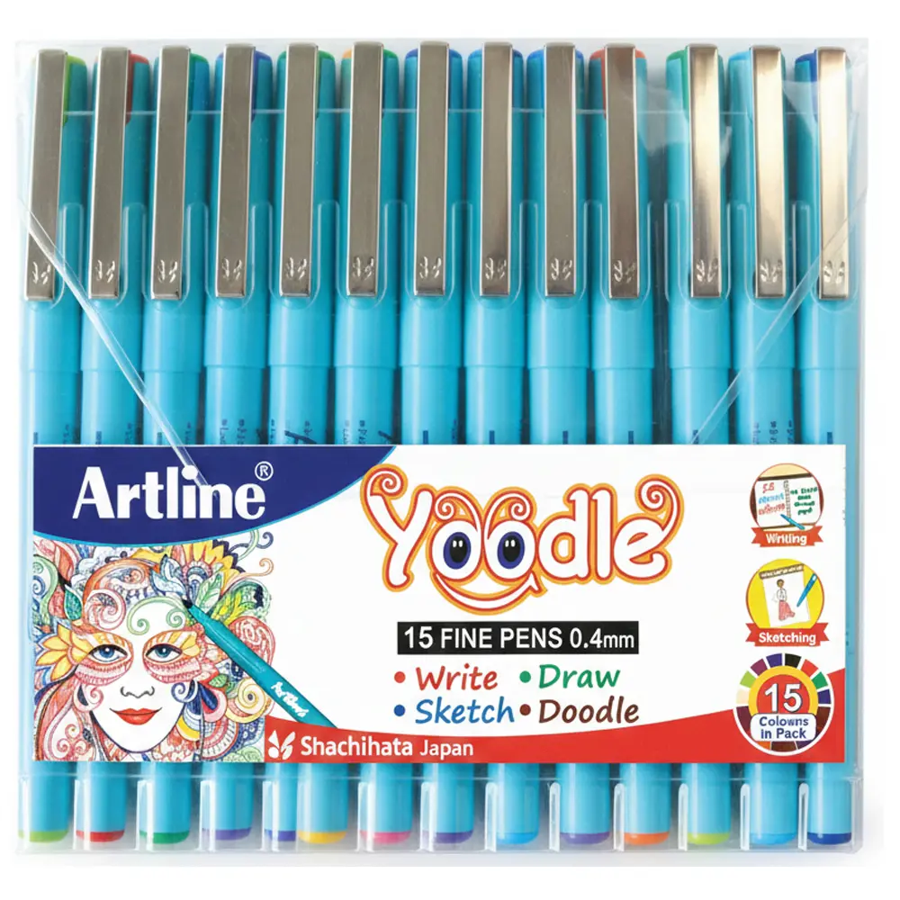 Yoodle fine pens 0.4mm in 25 vibrant colours
