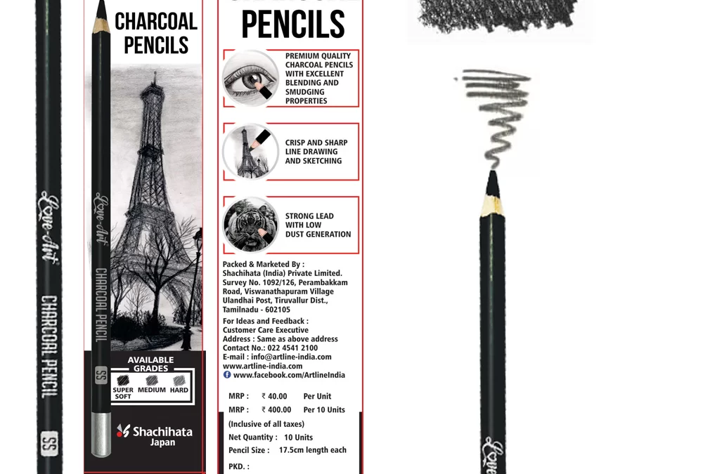 Love Art Charcoal Pencils Super Soft Pack of 10