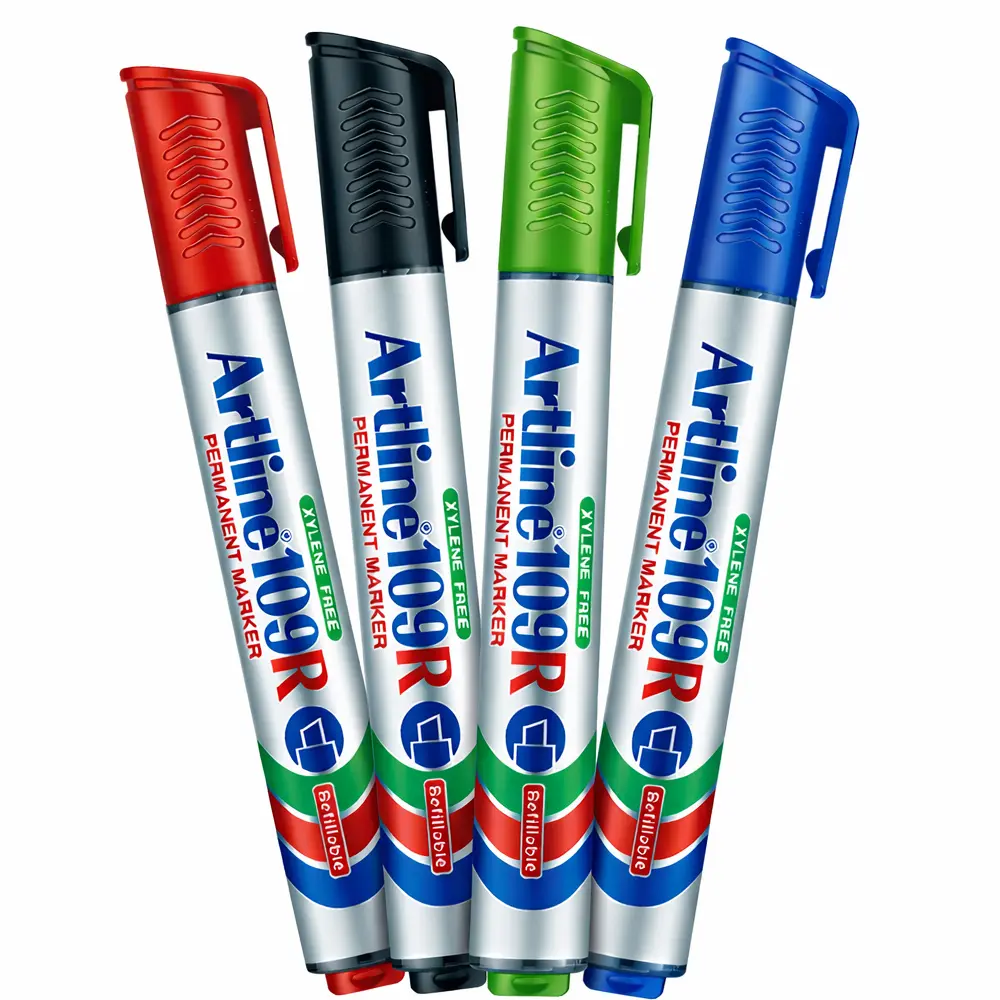 109R refillable permanent marker with chisel tip for writing on paper, plastic and metal surfaces 109R refillable permanent marker with chisel tip for writing on paper, plastic and metal surfaces