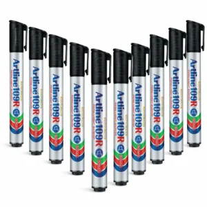 109R refillable permanent marker with chisel tip for writing on paper, plastic and metal surfaces