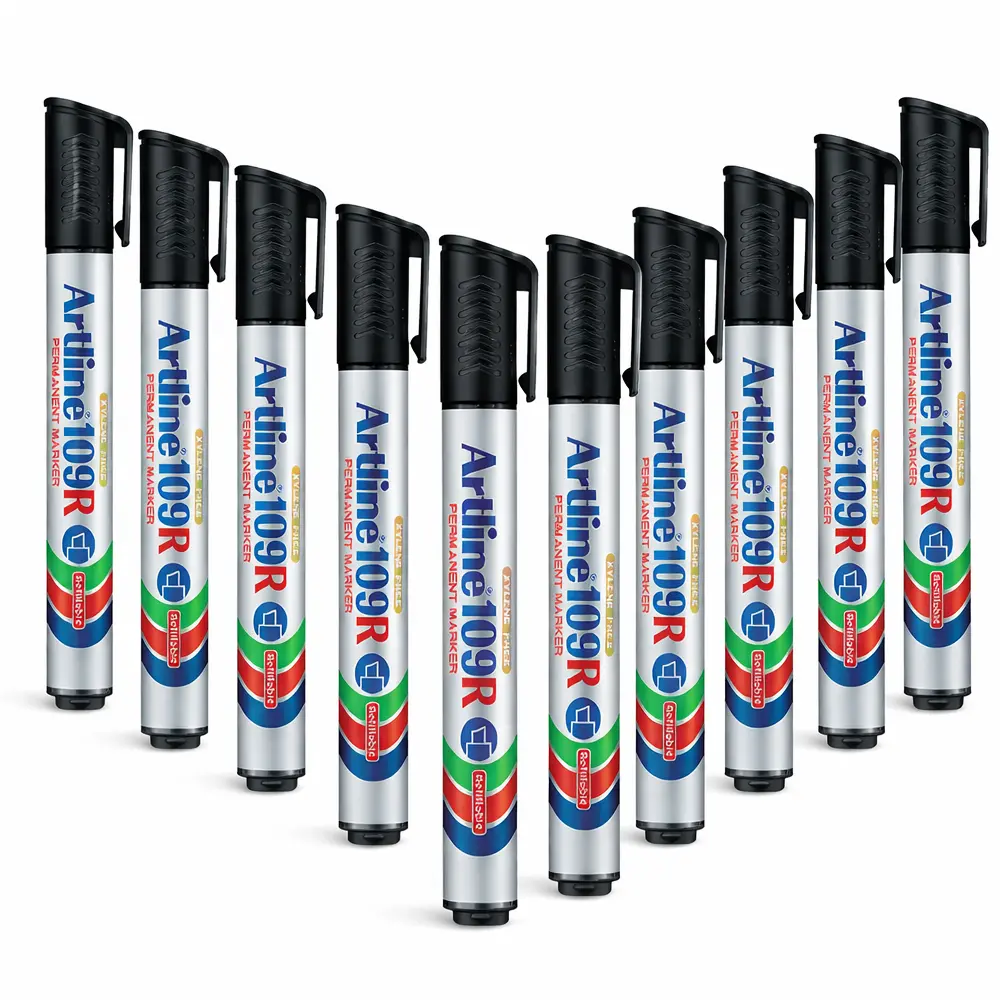 109R refillable permanent marker with chisel tip for writing on paper, plastic and metal surfaces 109R refillable permanent marker with chisel tip for writing on paper, plastic and metal surfaces