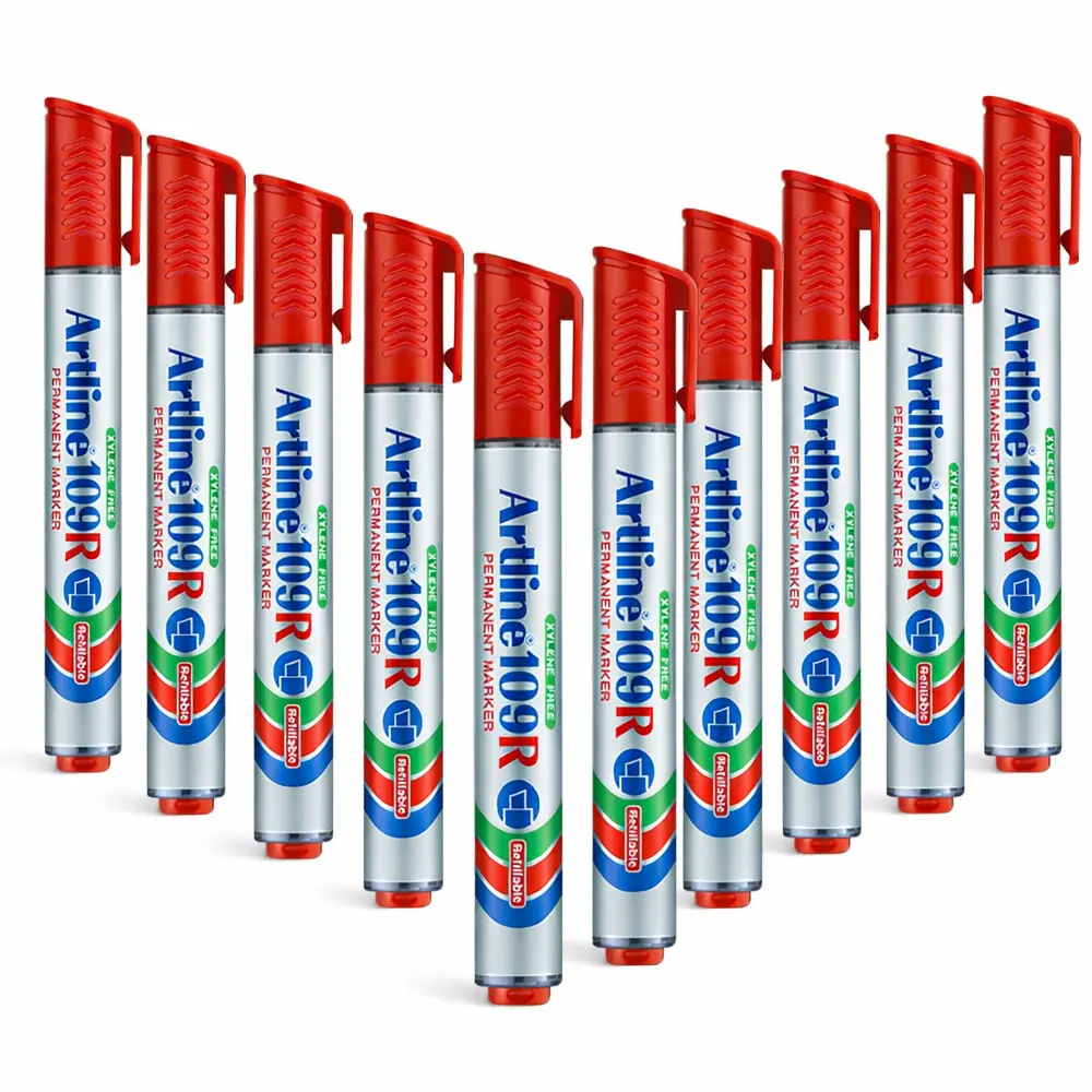 109R refillable permanent marker with chisel tip for writing on paper, plastic and metal surfaces 109R refillable permanent marker with chisel tip for writing on paper, plastic and metal surfaces