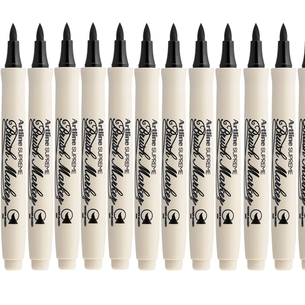 Brush marker with soft flexible tip for calligraphy, drawing and art work