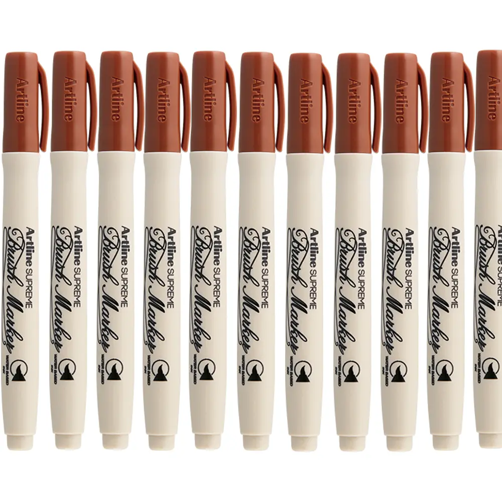 Brush marker with soft flexible tip for calligraphy, drawing and art work