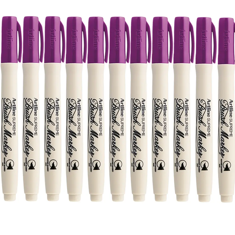 Brush marker with soft flexible tip for calligraphy, drawing and art work