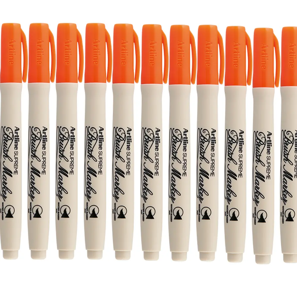 Brush marker with soft flexible tip for calligraphy, drawing and art work