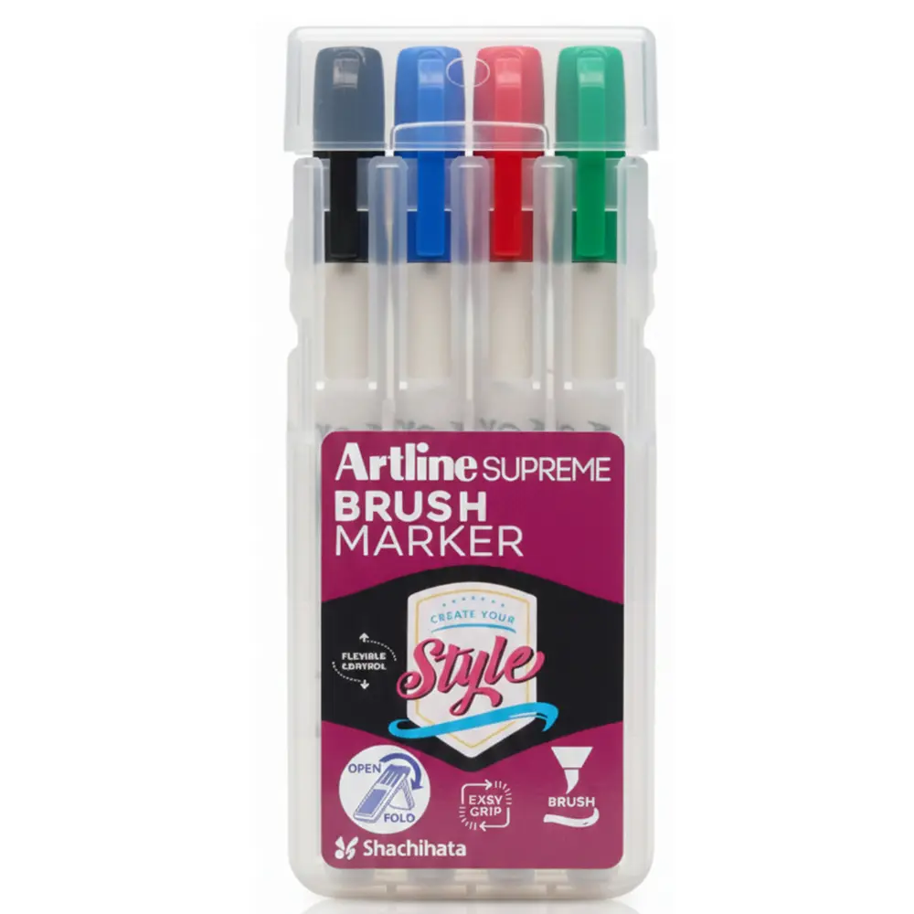 Brush marker with soft flexible tip for calligraphy, drawing and art work