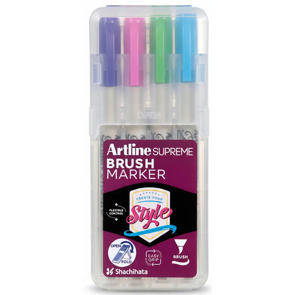 Brush marker with soft flexible tip for calligraphy, drawing and art work