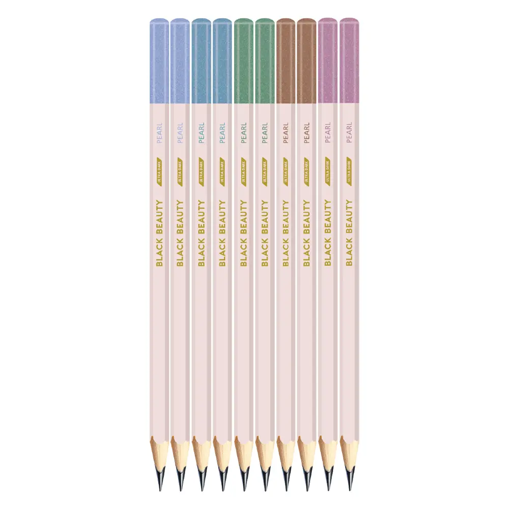 Black Beauty Bling Series Pearl writing pencil for smooth handwriting, pack of 10 pencils