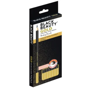 Black Beauty Bling Series Gold writing pencil for smooth handwriting, pack of 10 pencils