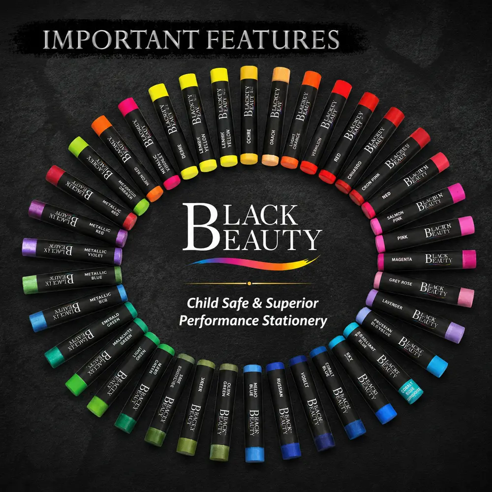 Black Beauty Oil Pastels featuring smooth application, excellent colour blending, low dust and strong layering performance