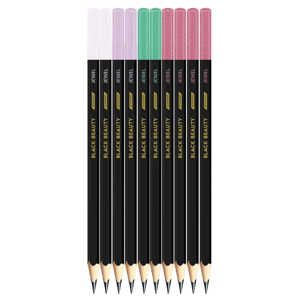Black Beauty Bling Series Jewel writing pencil for smooth handwriting, pack of 10 pencils