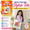 Natural cotton canvas tote bag included in Love-Art DIY painting kit