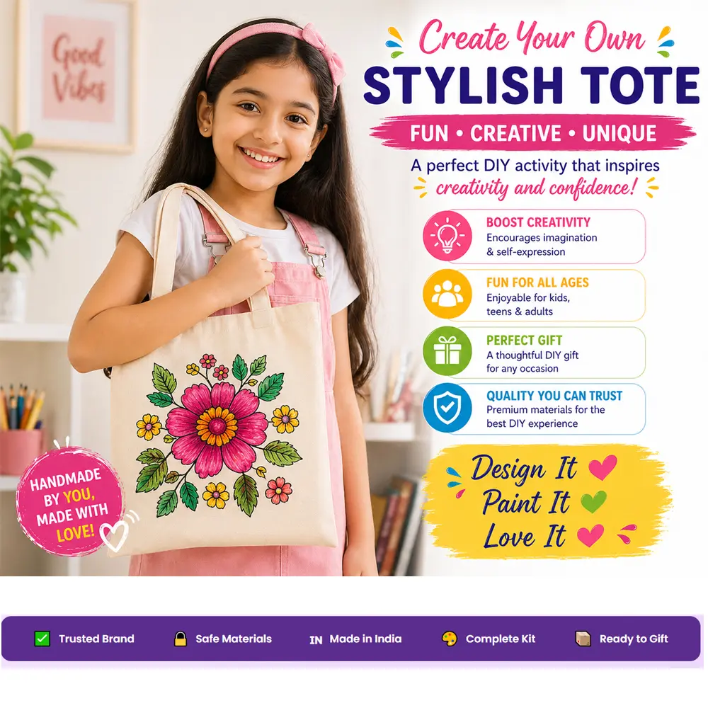 Printed design sheets included in Love-Art tote bag painting kit for easy tracing
