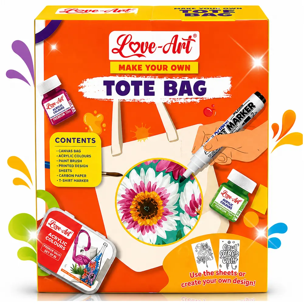 Buy Love-Art tote bag painting kit online India – canvas bag DIY craft set ₹349
