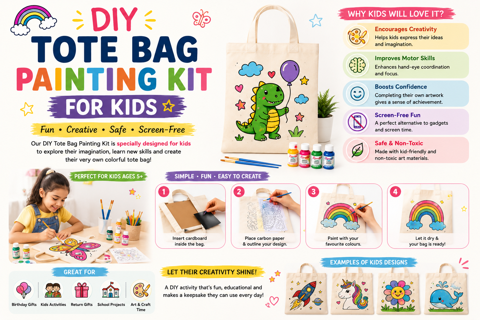 DIY Tote Bag Painting Kit for Kids