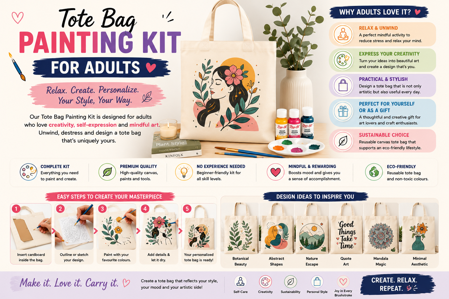 Tote Bag Painting Kit for Adults